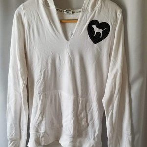 VS PINK White V-Neck Hoodie